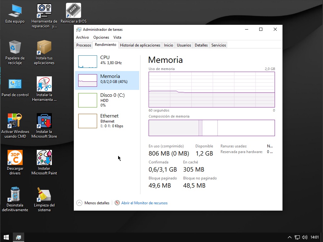 Consumo de RAM en WinSlim
